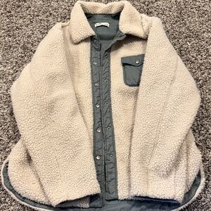Cozy Cream Sherpa Jacket with Gray Lining